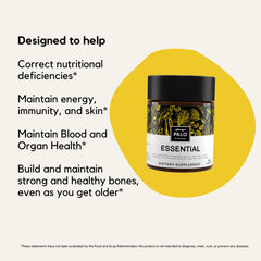 Packaging back showing supplement facts for PALO Essential+