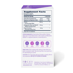 Ingredients include Ashwagandha, Magnesium, Turmeric, Vitamin B6 and Chasteberry