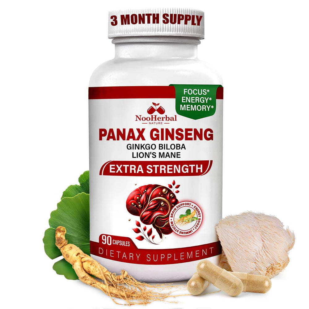 Hero image: Panax Ginseng, Ginkgo Biloba & Lions Mane capsules