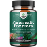 Bottle of Pancreatin digestive enzyme supplement
