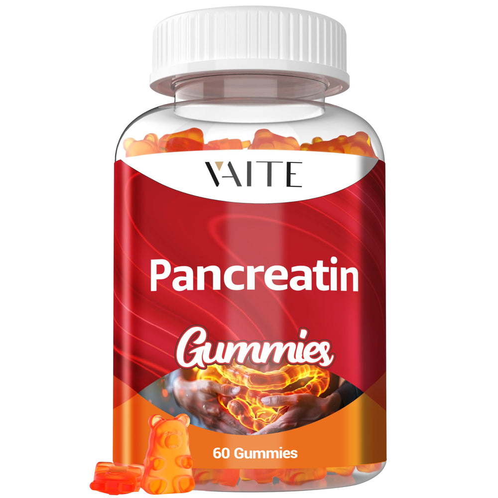 Bottle of Pancreatin Enzyme Gummies 1000mg with gummy vitamins