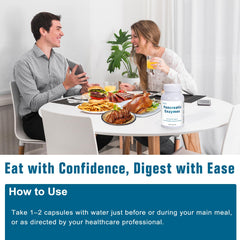 Lifestyle image of a person enjoying a meal with digestive support.