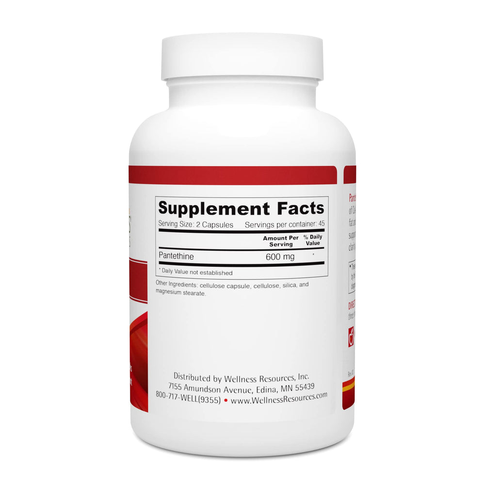 Pantethine capsules inside bottle