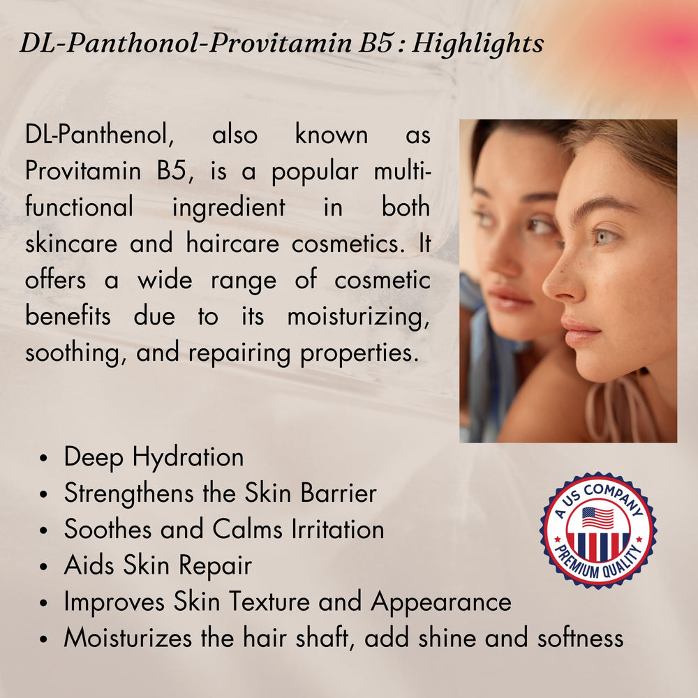 Skin care formulation showing Panthenol for hydration