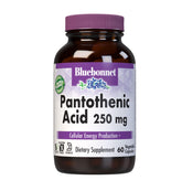 BlueBonnet Nutrition Pantothenic Acid 250 mg bottle with 60 vegetable capsules