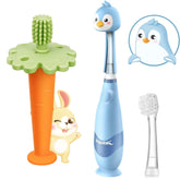 Papablic baby toothbrush teether in carrot silicone design for ages 6-12 months