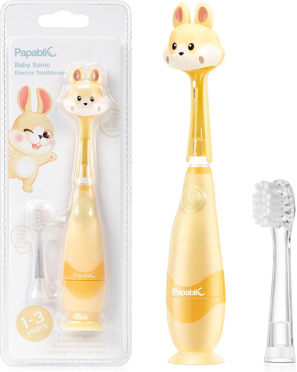 Papablic Bunny toddler toothbrush front view