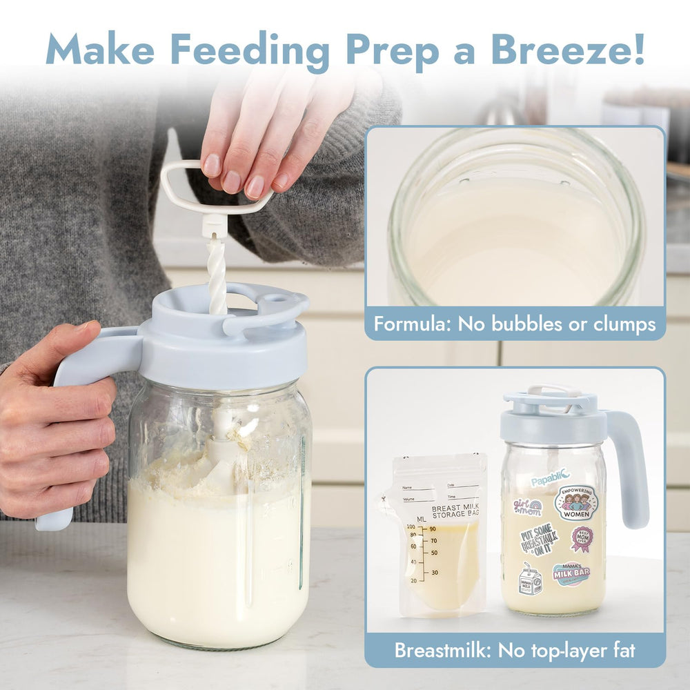 Formula mixing pitcher for breastmilk preparation and storage