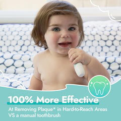Brushing action showing sonic vibration on kids' teeth