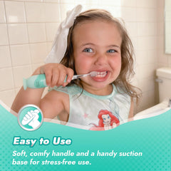 Close-up of four brush heads for Jo toddler toothbrush