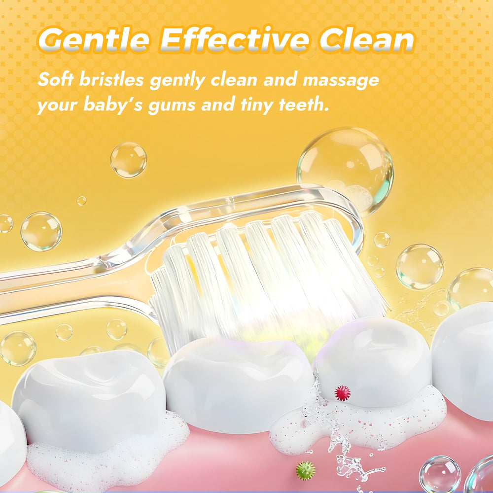 Soft grip handle on Papablic Bunny toddler toothbrush