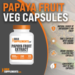 Two Papaya Fruit Extract capsules showing 1000mg dosage