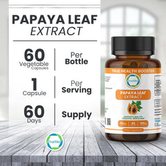 Vegan, non-GMO, gluten-free badges for Papaya Leaf Extract