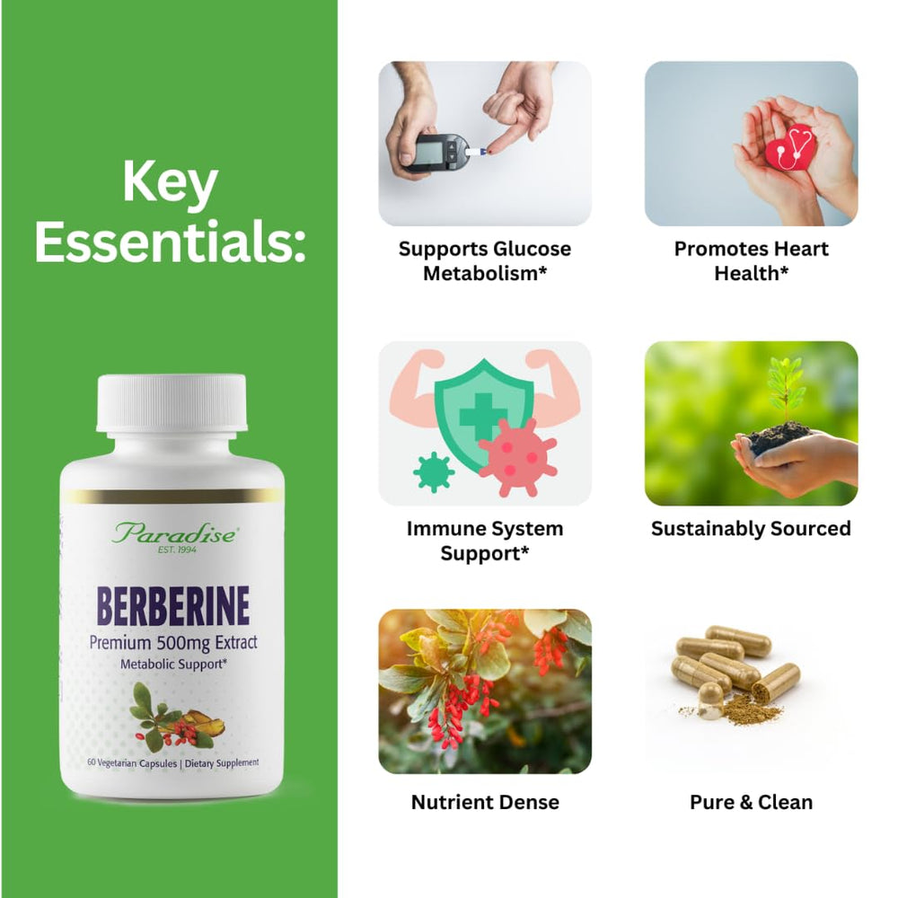 Label close-up for Paradise Herbs Berberine Extract 500 mg