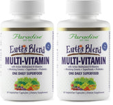 Front view of Paradise Herbs Earth's Blend multivitamin bottle
