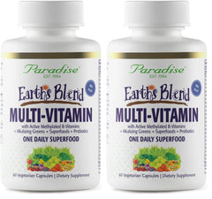 Front view of Paradise Herbs Earth's Blend multivitamin bottle