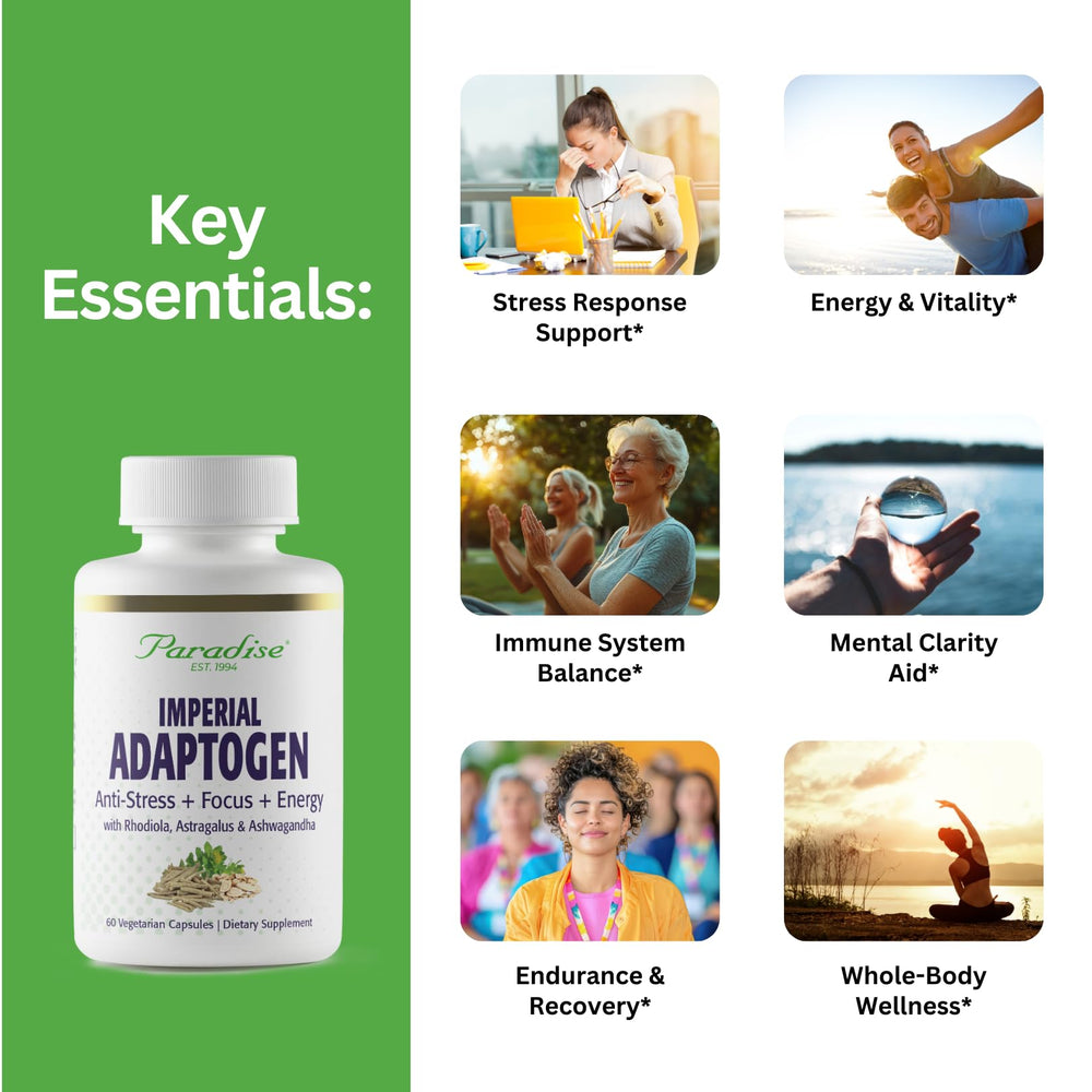 Paradise Herbs Imperial Adaptogens capsules convenient focus and energy aid