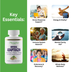 Paradise Herbs Imperial Adaptogens label closeup highlighting full-spectrum formula