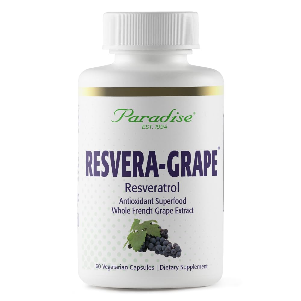 Paradise Herbs Resveragrape bottle with 60 vegetarian capsules