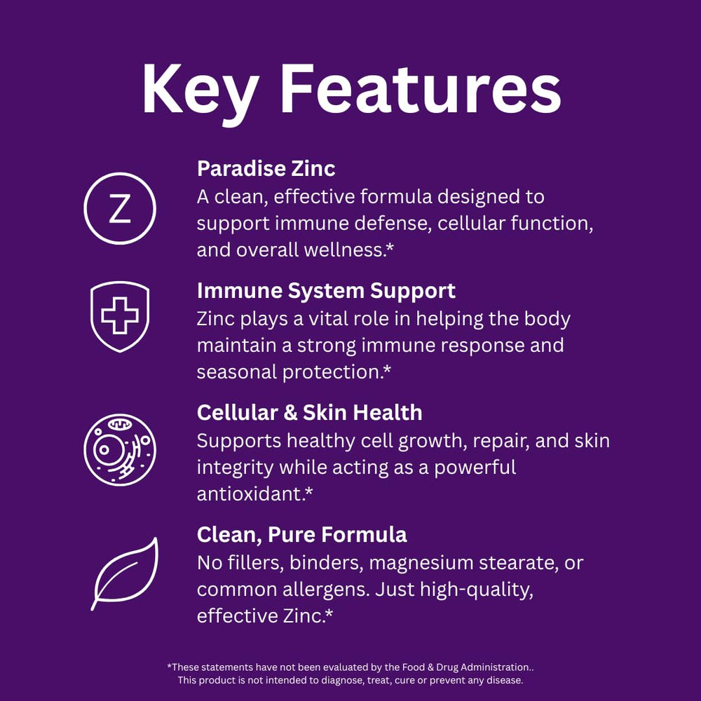 Close-up of Paradise Herbs Zinc Picolinate label