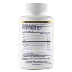 Gluten-free, non-GMO, vegan-friendly label on Omega-Sure packaging