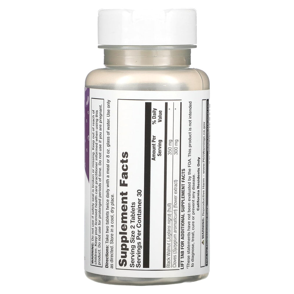 Close-up of Parazide Clenz ingredients including herbs like black walnut and oregano