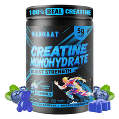Parhaat creatine monohydrate gummies closeup blueberry gummies for easy dosing.