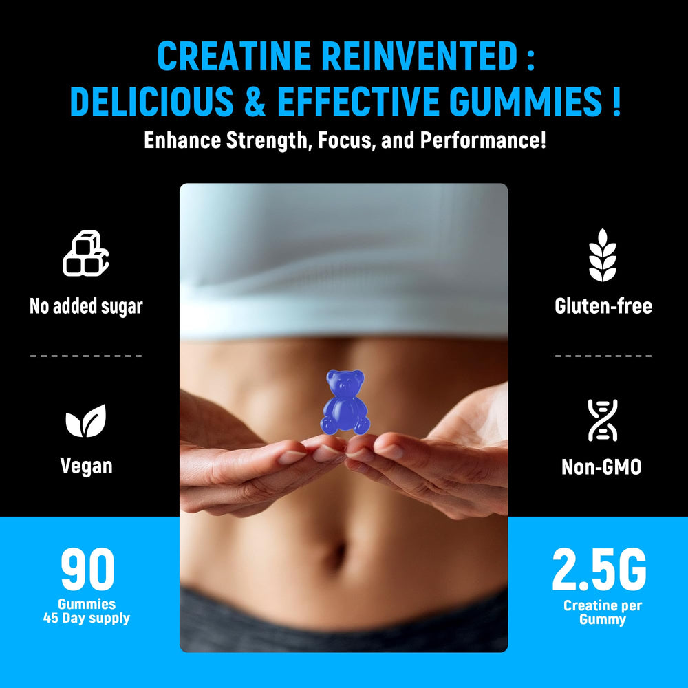 Parhaat creatine monohydrate gummies label highlights non-GMO testing and quality control.