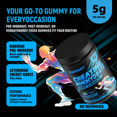 Parhaat creatine monohydrate gummies pouring into hand shows easy dosing.