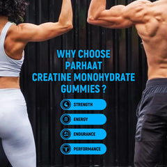 Parhaat creatine monohydrate gummies bottle-on-desk demonstrates reliable, convenient daily supplement.