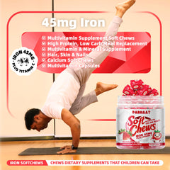 On-the-go individually wrapped iron soft chews