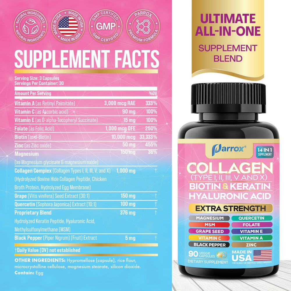 Parrox Collagen Capsules bottle back label