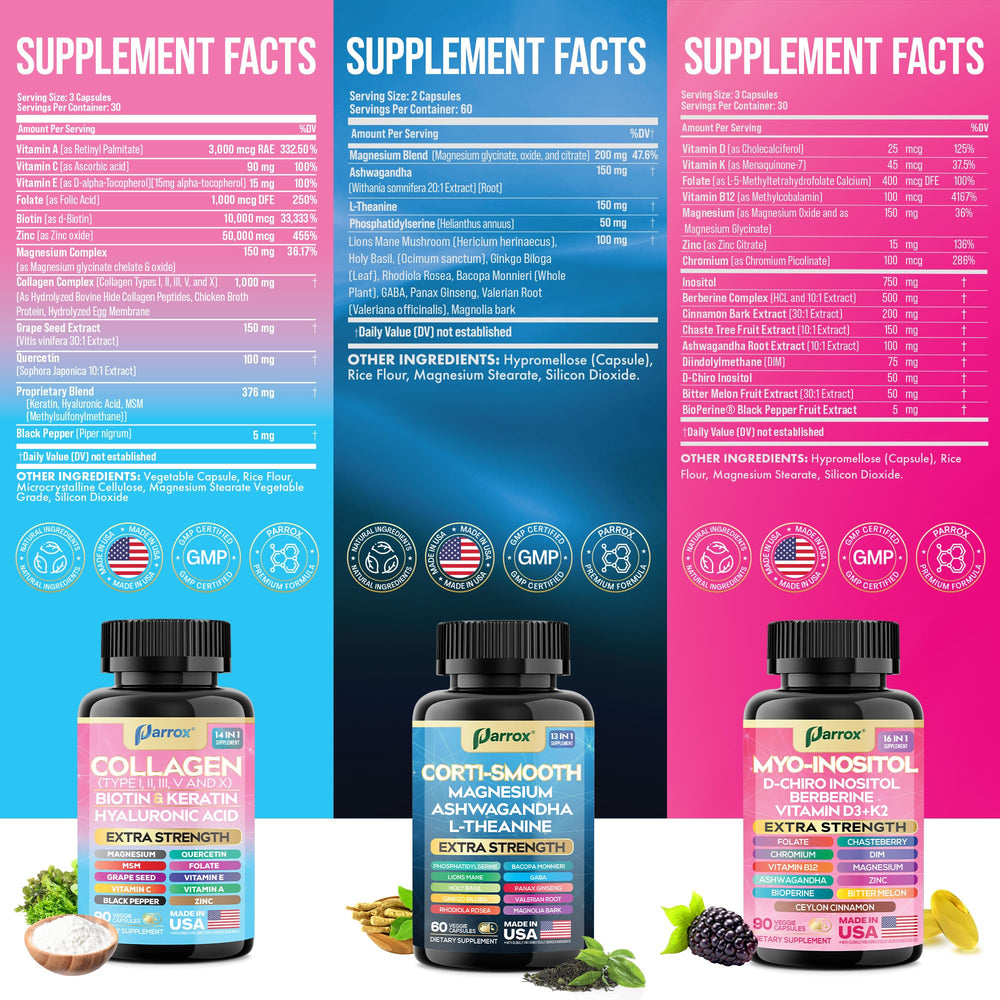 Collagen peptides Types I–V–X with biotin and keratin