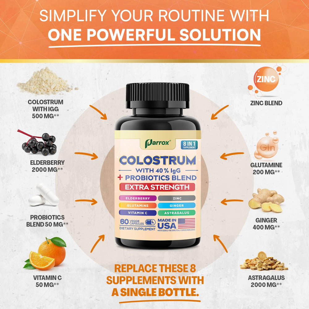 L-Glutamine, Astragalus, Probiotics, Ginger and Vitamin C in formula.