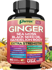 Parrox Ginger 16-in-1 formula bottle and capsules