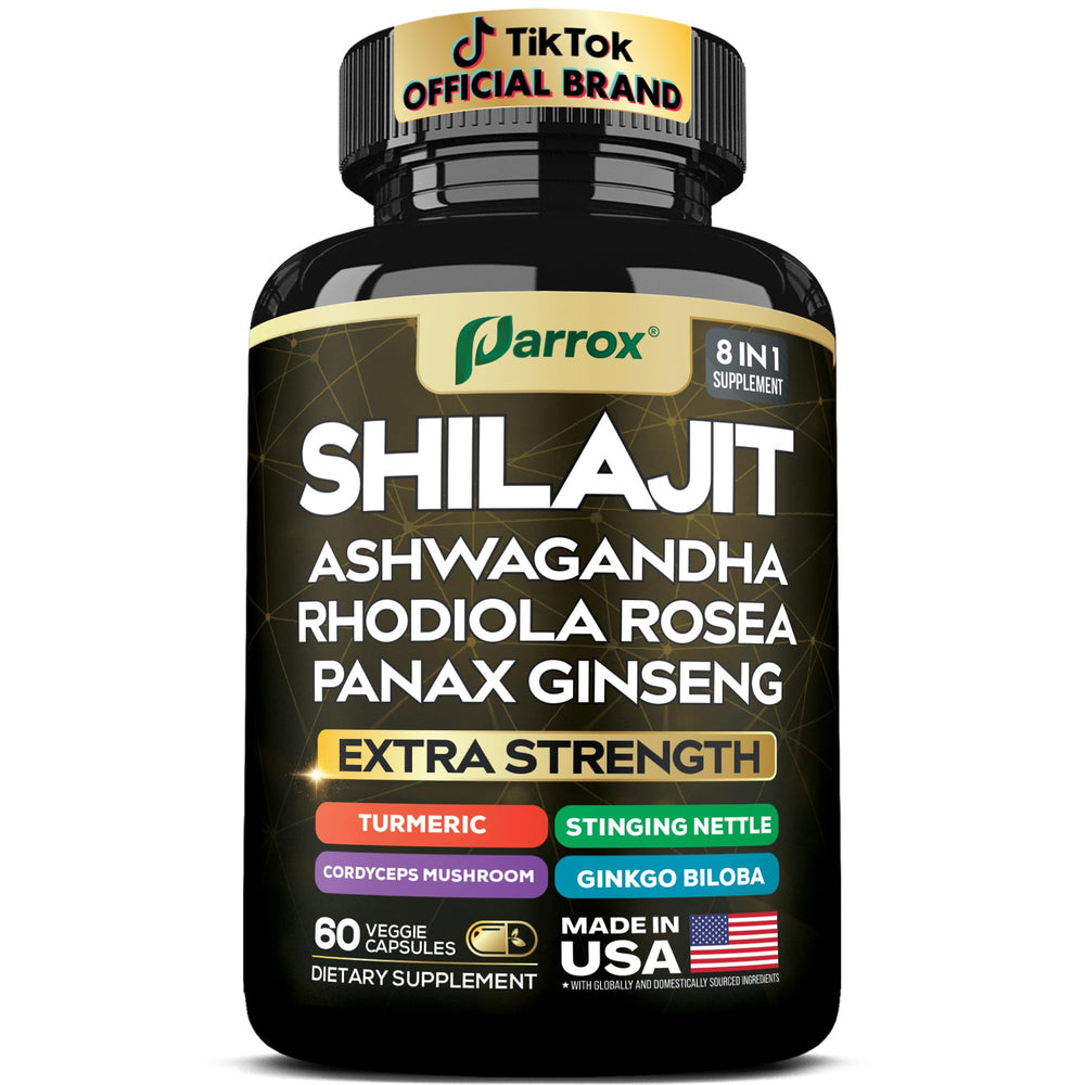 Parrox Shilajit 8-in-1 bottle front view