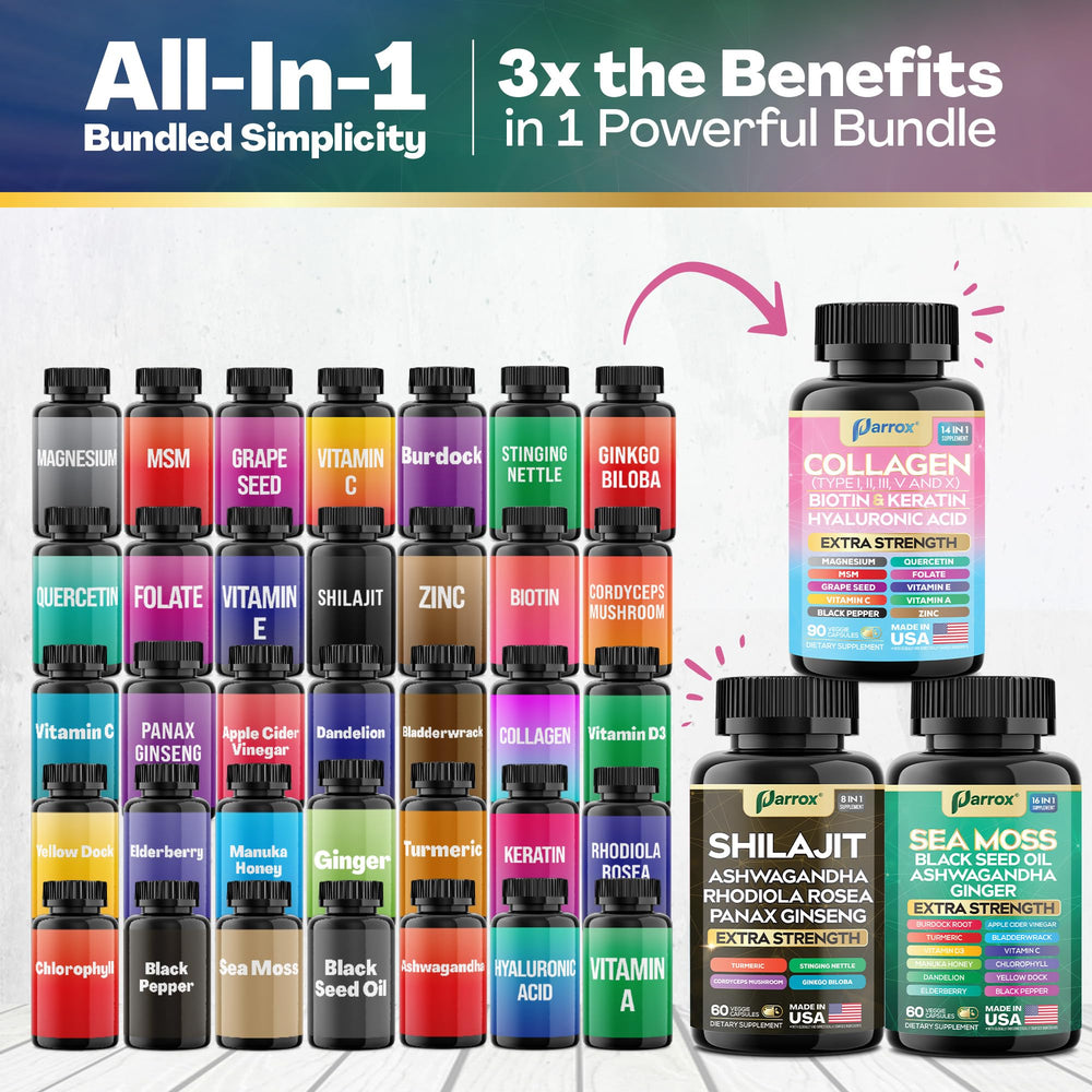 Collagen 14-in-1 bottle with hyaluronic acid, keratin and zinc