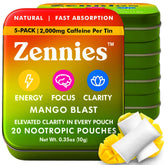 Parrox Zennies Mango Blast pack-front showing nicotine-free energy option for daily focus.