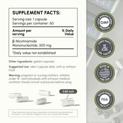 Close-up of NMN 500mg capsules