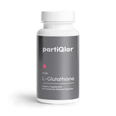 PartiQlar Pure L-Glutathione 500mg bottle front for daily antioxidant support.