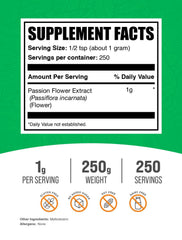 Passion Flower Extract Powder label showing 1000mg per serving