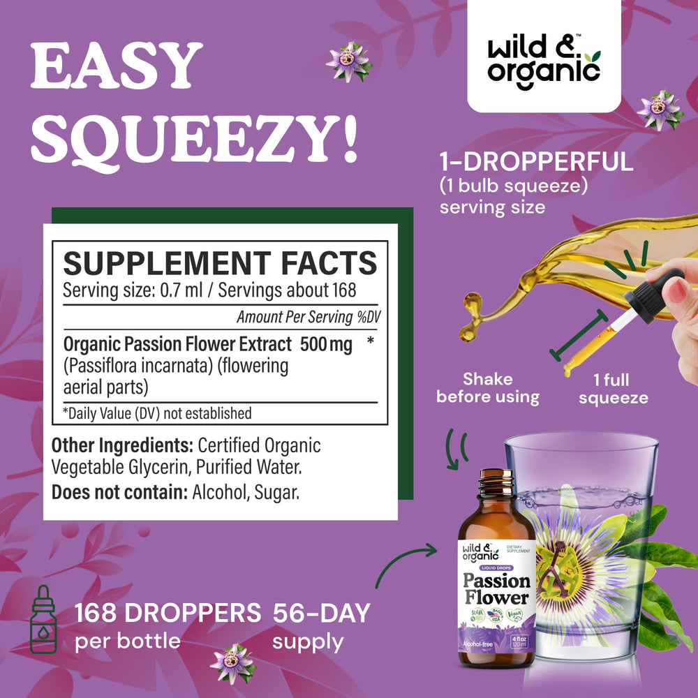 Close-up of passion flower tincture ingredients