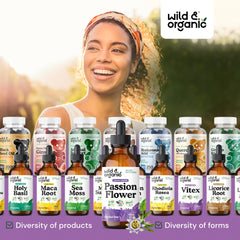 Product label reading Wild & Organic passion flower tincture