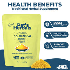 Goldenseal root powder 2oz label close-up