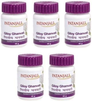 Giloy Ghan Vati 40gm Pack of 5 tablets and packaging