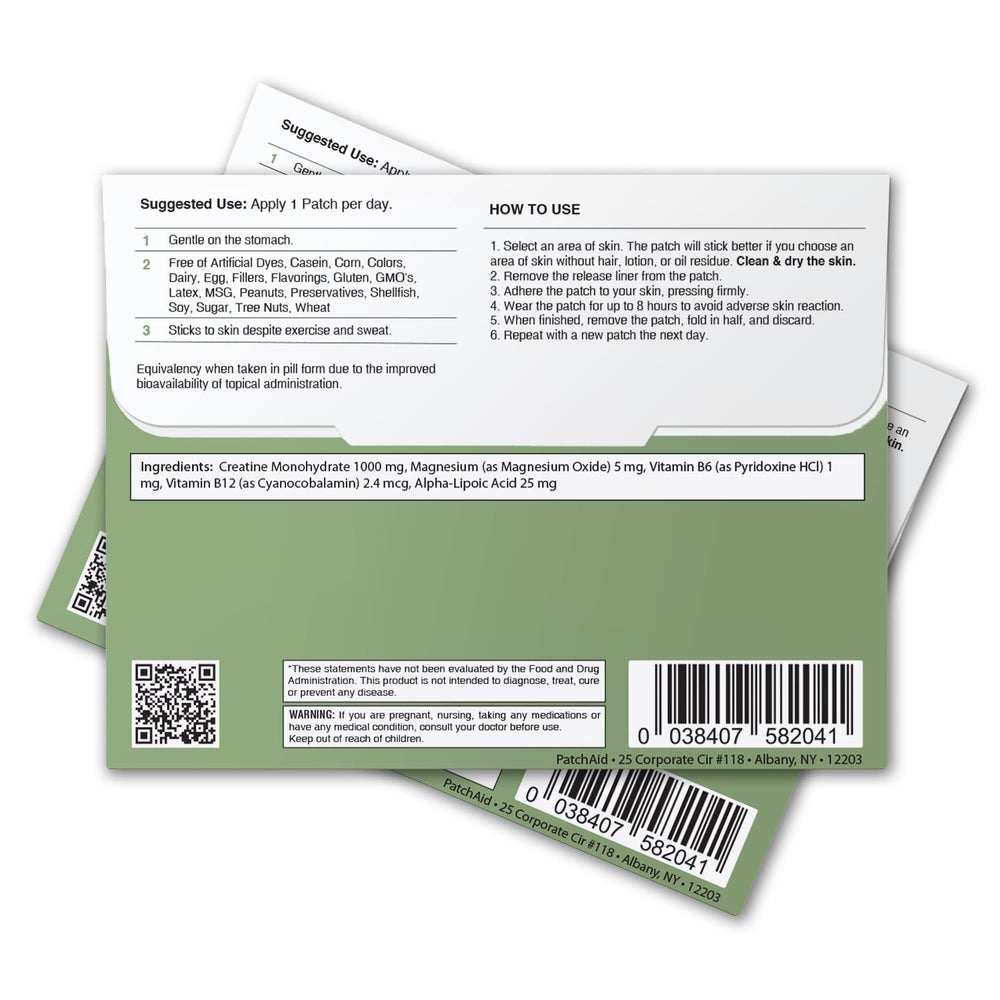 Applying PatchAid Creatine patch to a hair-free area