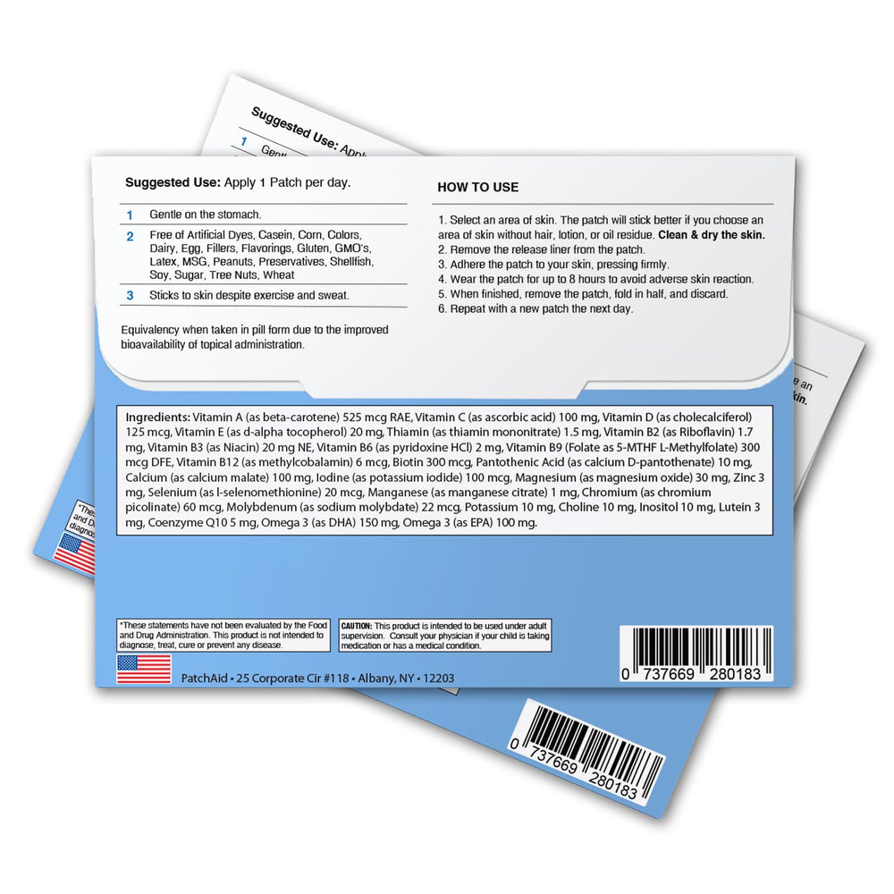 Close-up of PatchAid patch design and Omega-3 formulation