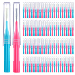 Patelai 100-piece interdental brushes set in assorted blue and pink colors