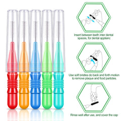 Green floss picks and assorted interdental brushes