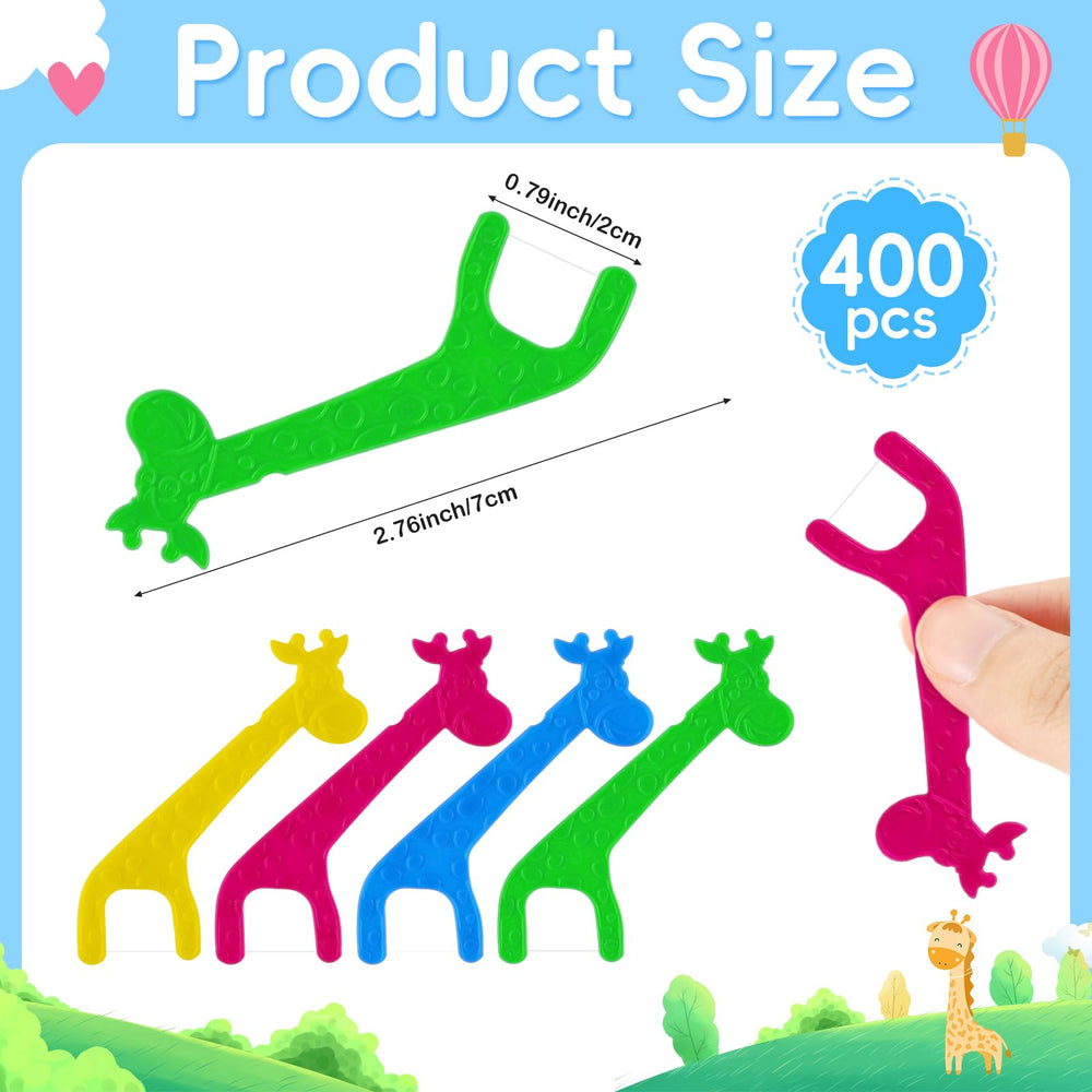 Blue Patelai 400 count kids flossers in giraffe shape